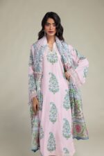 Floral Pink Dupatta - V4