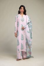 Floral Pink Dupatta - V5