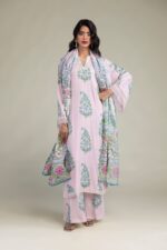 Floral Pink Dupatta - V6