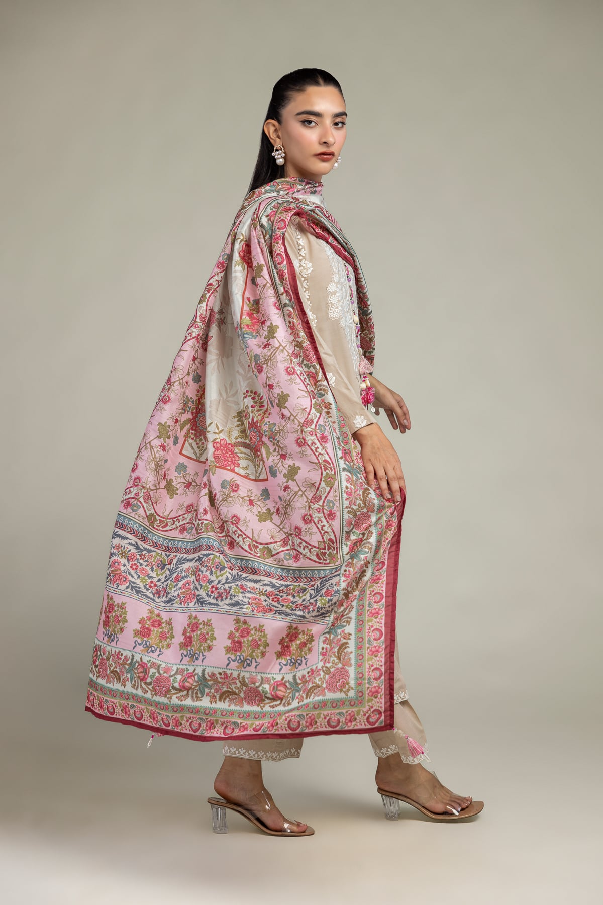 2-26-302-C-A1-VG_MULTI-1 Pink Floral Dupatta - V1