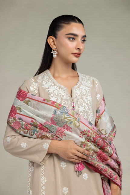 Pink Floral Dupatta - V2