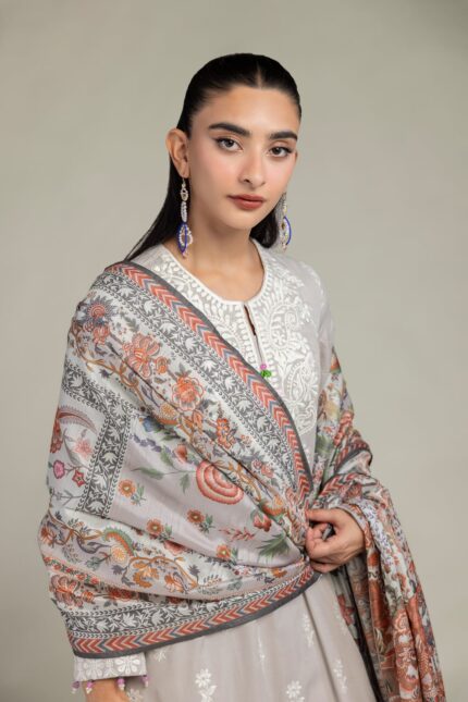 Floral Silk Dupatta - V1