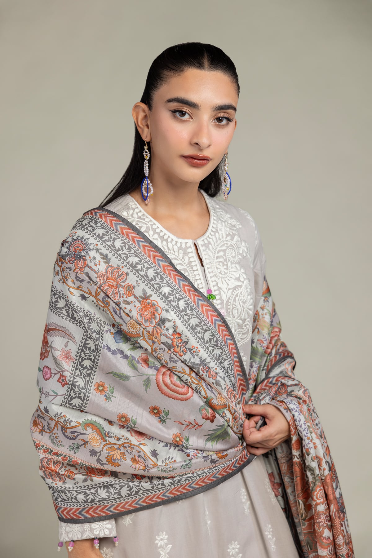 2-26-302-C-F1-VG_MULTI-1 Floral Silk Dupatta - V1