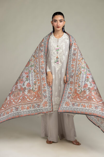Floral Silk Dupatta - V2