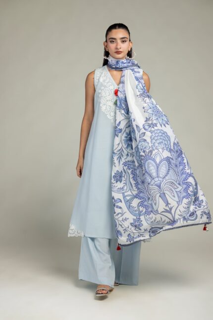 Floral Silk Dupatta - V1