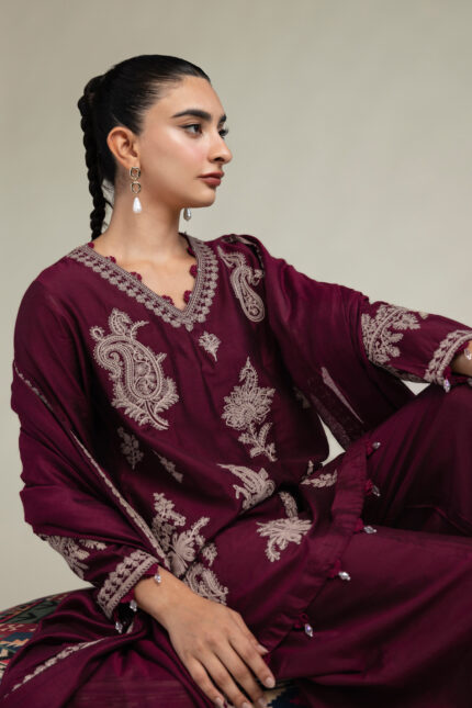 Paisley V-Neck Kurta - V1