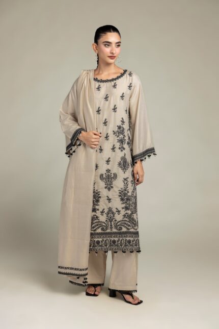 Floral Beige Kurta - V1