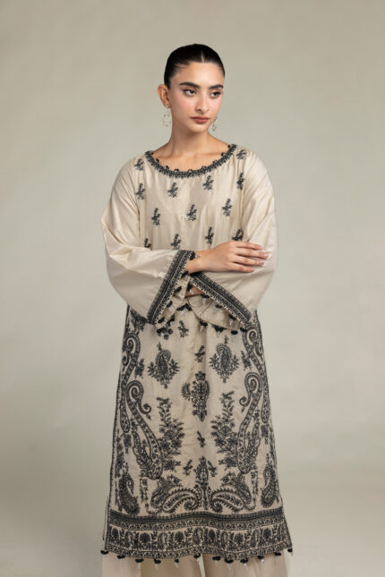 Floral Beige Kurta - V2