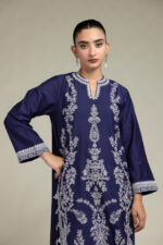 Navy Floral Kurta - V6