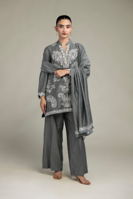 Gray Solid Pants - V1