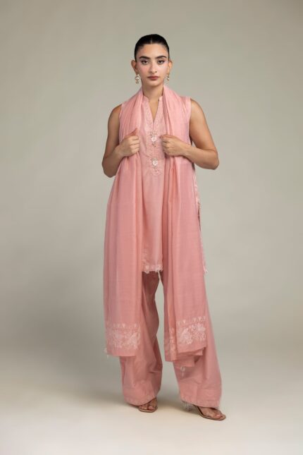 Floral Pink Dupatta - V1