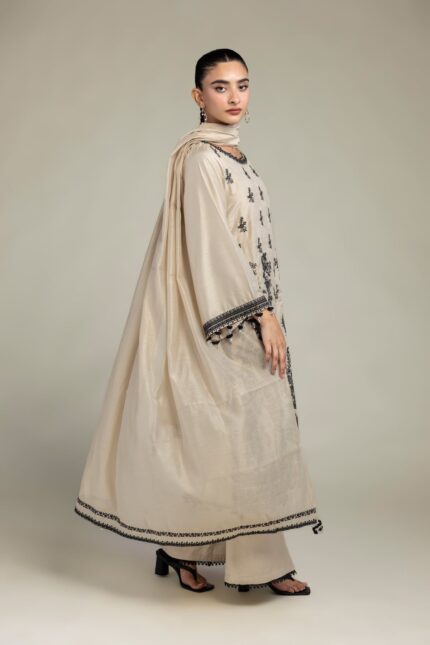 Floral Beige Dupatta - V2