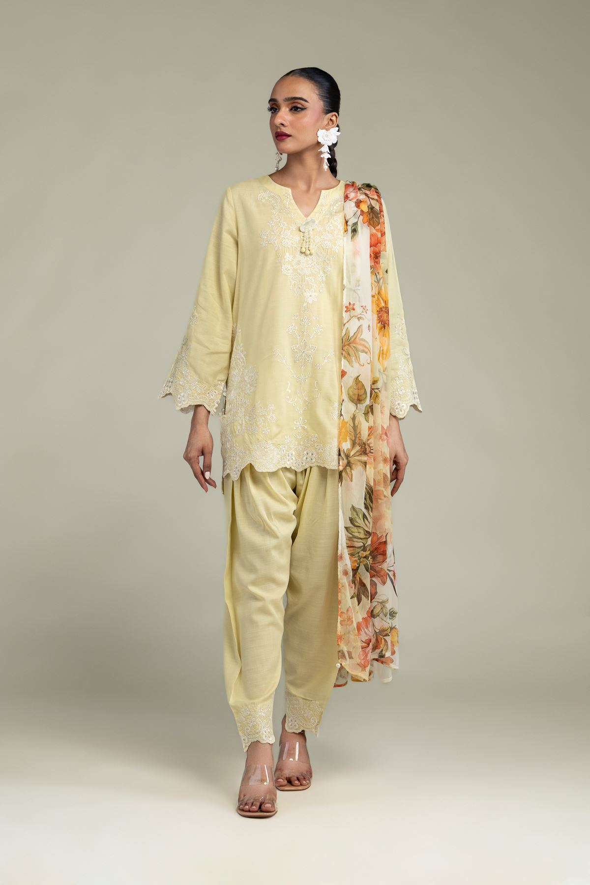 2-26-304-B-A1-VG_MULTI-1 Yellow Silk Shalwar - V1