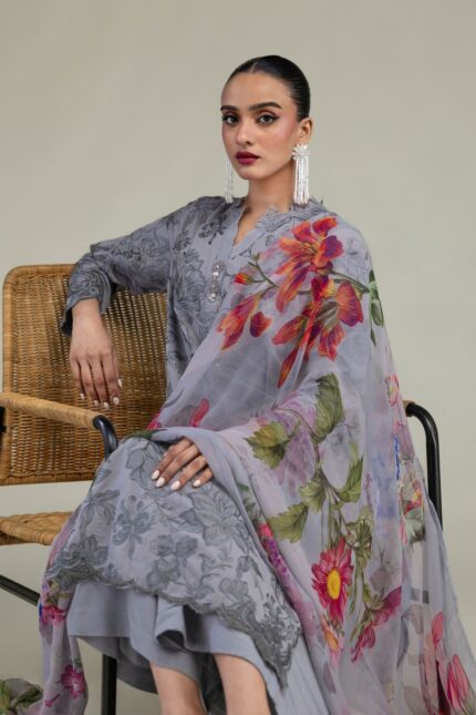 Floral Chiffon Dupatta - V1