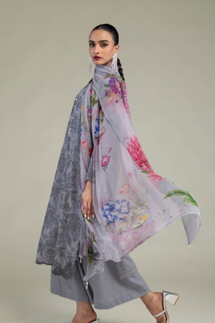 Floral Chiffon Dupatta - V2