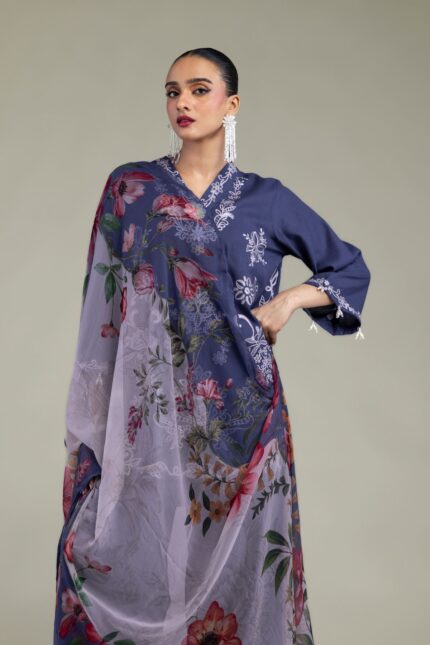Floral Chiffon Dupatta - V1