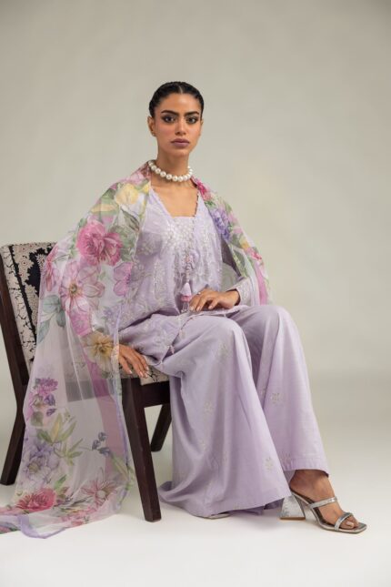 Floral Lavender Kurta - V1