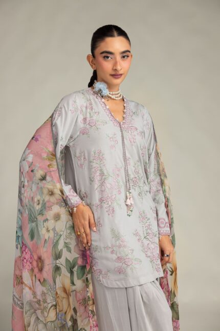 Floral V-Neck Kurta - V1