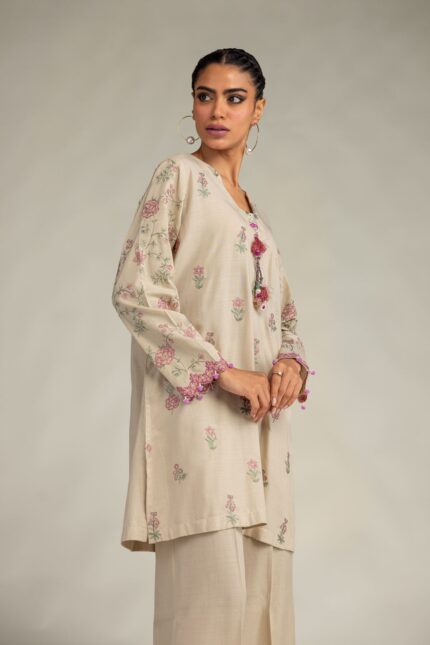 Floral Beige Kurta - V2