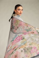 Floral Gray Dupatta - V1