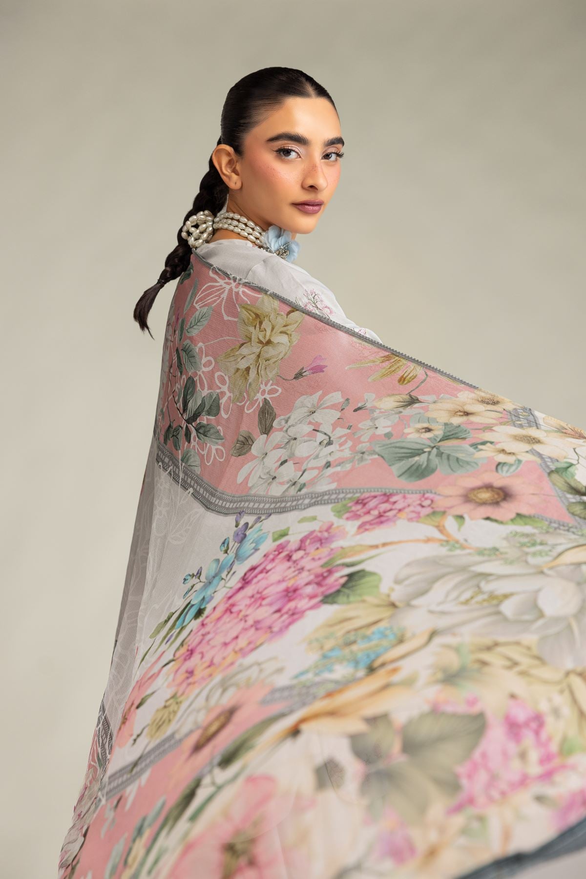 2-26-306-C-C1-VG_MULTI-1 Floral Gray Dupatta - V1