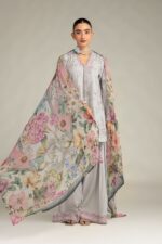 Floral Gray Dupatta - V2