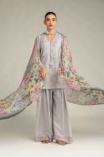 Floral Gray Dupatta - V3