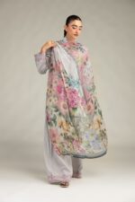 Floral Gray Dupatta - V4