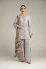 Floral Gray Dupatta - V5