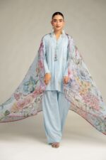 Floral Blue Dupatta - V2