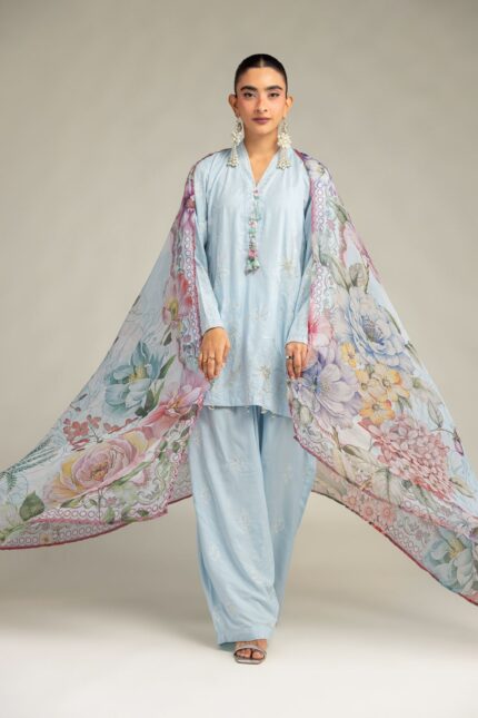 Floral Blue Dupatta - V2