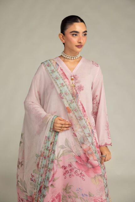 Pink Floral Dupatta - V1