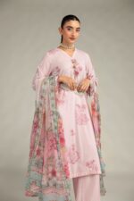 Pink Floral Dupatta - V5