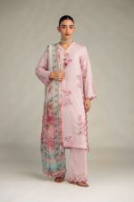 Pink Floral Dupatta - V7