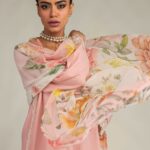 Pink Floral Dupatta - V1