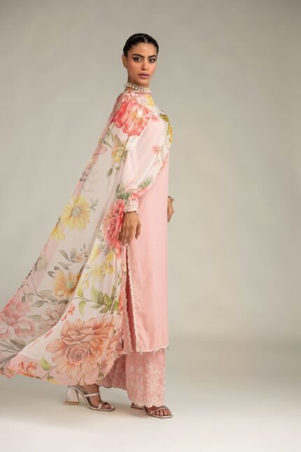 Pink Floral Dupatta - V2