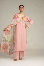 Pink Floral Dupatta - V5