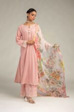 Pink Floral Dupatta - V7