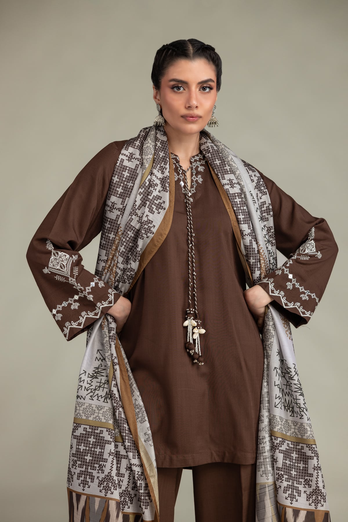 2-26-307-A-E1-VG_MULTI-1 Short V-Neck Kurta - V1