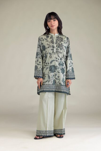 Floral Cambric Kurta - View 1