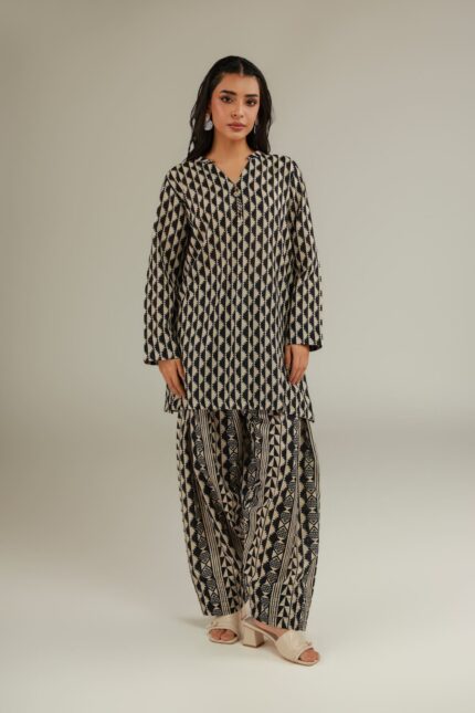 Relaxed Geometric Pants - View 1