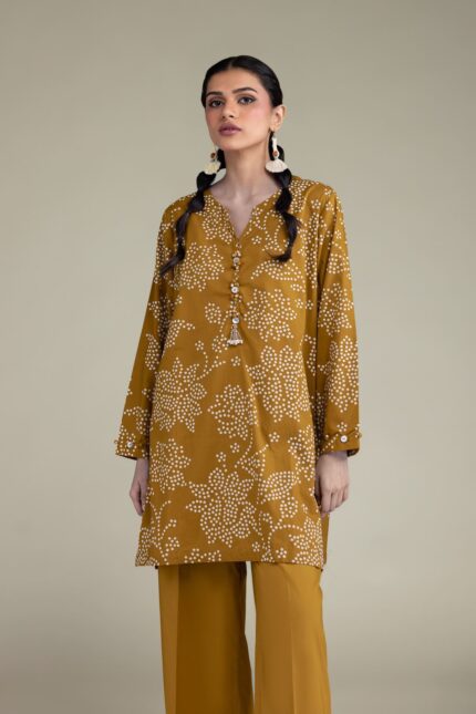 Floral Mustard Kurta - View 2
