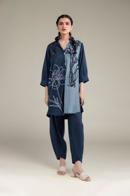 Solid Navy Pants - View 2