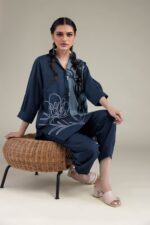Solid Navy Pants - View 1
