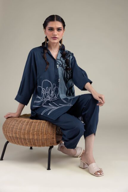 Solid Navy Pants - View 1