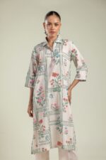 Floral Cambric Kurta - View 3