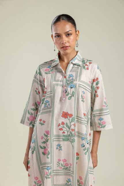Floral Cambric Kurta - View 2