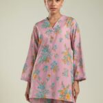 Floral V-Neck Kurta - View 1