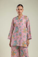 Floral V-Neck Kurta - View 1