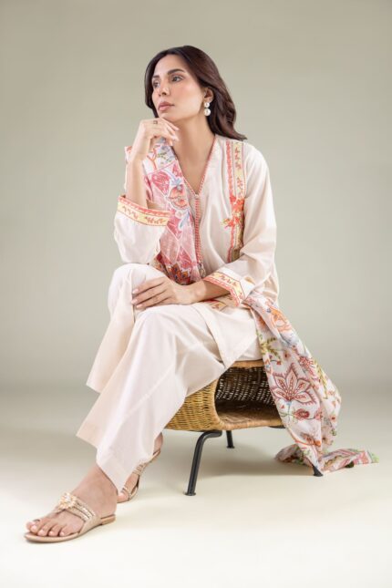 Floral Lawn Dupatta - View 1